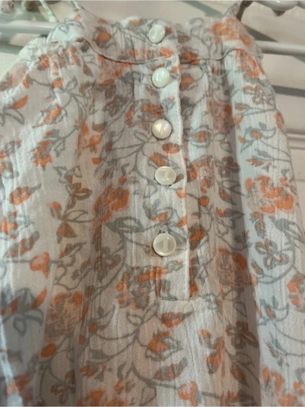 7 For All Mankind Cream Romper with Orange Floral Print